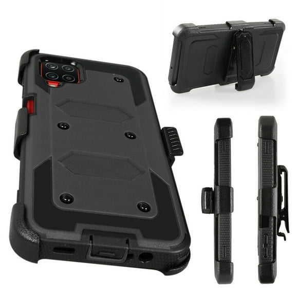 SOATUTO for Samsung A12 5G 6.5" Case Full-Body Protective Built-in Screen Protector Kicksand Belt Clip Heavy Duty Dustproof Shockproof Anti-Scratch Armor Cover Samsung Galaxy A12 5G 6.5 inch - Black