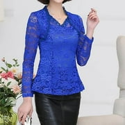 sebulube Women Casual long sleeve Lace Shirt Crocheted Elegant Lace Blouse Top