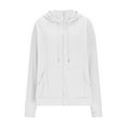 thumbnail image 5 of Ecqkame Women's Waffle Hoodies Lightweight Zip Up Long Sleeve Hooded Casual Jacket Solid Color Comfortable Sweatshirts White L, 5 of 9