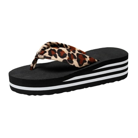 

nsendm Womens Wedge Flip Flops 11 Fashion Women Summer Slip On Leopard Print Womens Flip Flops Size 7 Leather Yellow 8