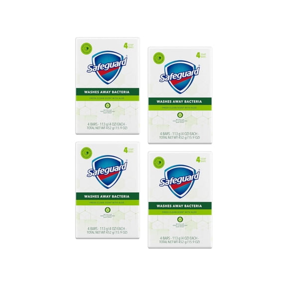 Safeguard Aloe Vera Antibacterial Deodorant Bar Soap 4Oz. 4 Count - Pack of 5