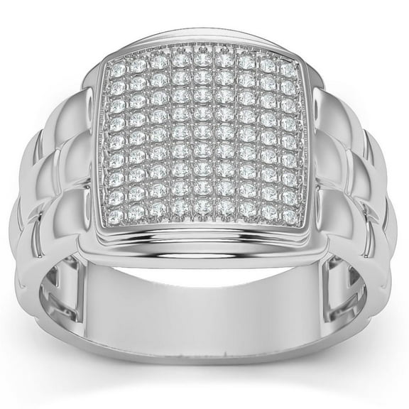 Pompeii 1/4Ct Pave Diamond Men's Wide Ring Lab Grown in White, Yellow, or Rose Gold