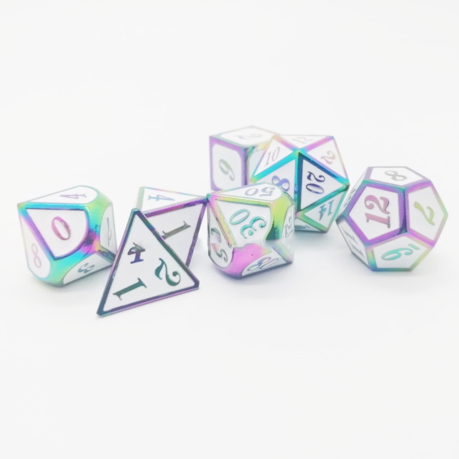 ZPAQI 7Pcs/pack Metal D4 D6 D8 D10 D12 D20 Game Props Educational Toys Digital Dices