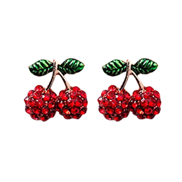 Cute Radish Earrings Cherry Earrings Red Stud Earrings Set for Women Girls S925 Silver Stud Earrings for Women Earrings with Soft Ear Studs Fine Jewelry for Parties and Holidays