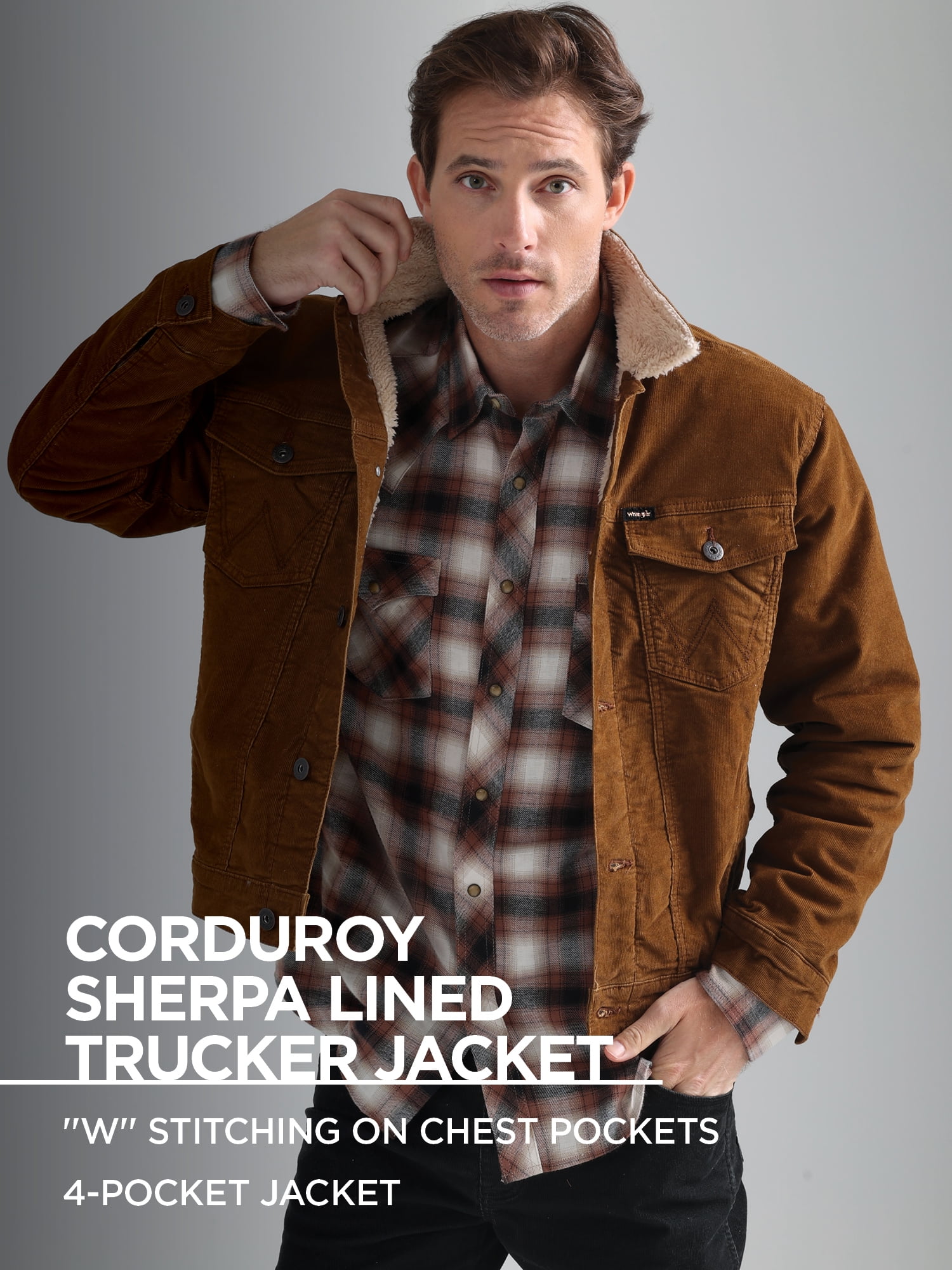 Wrangler Men's Corduroy Sherpa Lined Trucker Jacket 