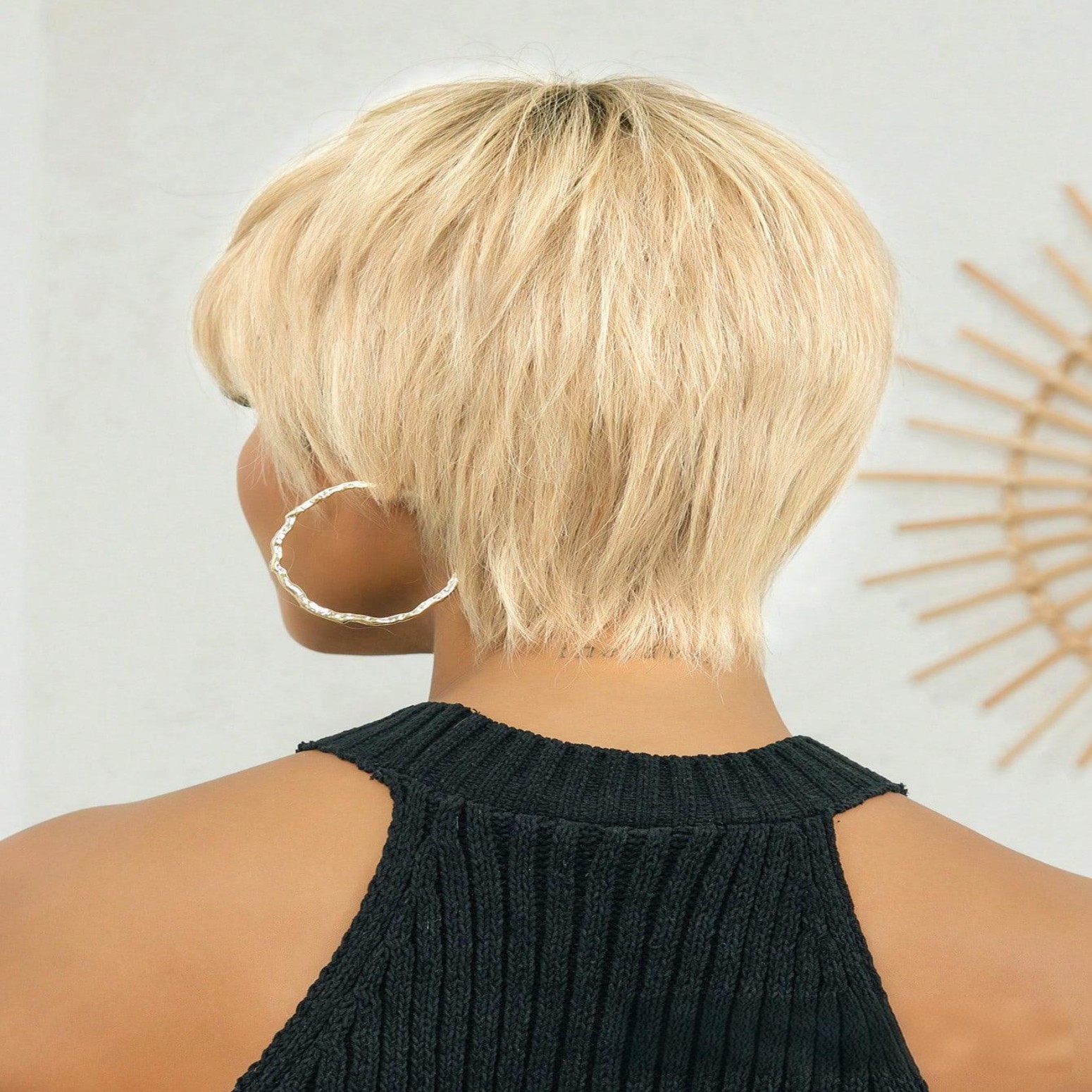 Pixie Cut Wig Short Blonde 613# Color Human Hair Short Layered Pixie Cut Wigs for Women Glueless None Lace Front Wig Short Straight Bob Wig Full Machine Made Wigs