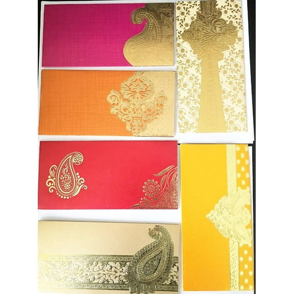 Lightahead GIFT ENVELOPE CARD MONEY HOLDER FANCY PACKET FOR WEDDING ANNIVERSARY CHRISTMAS AND OTHER FESTIVE OCCASIONS SET OF 5 ASSORTED COLORS & DESIGN