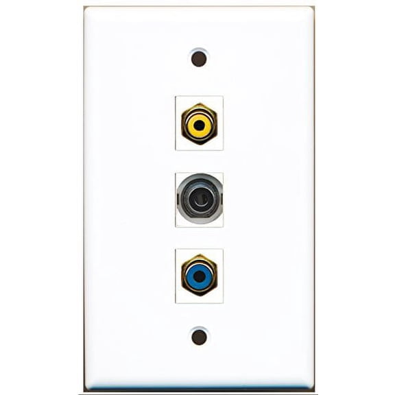 RiteAV - 1 Port RCA Yellow and 1 Port RCA Blue and 1 Port 3.5mm Wall Plate