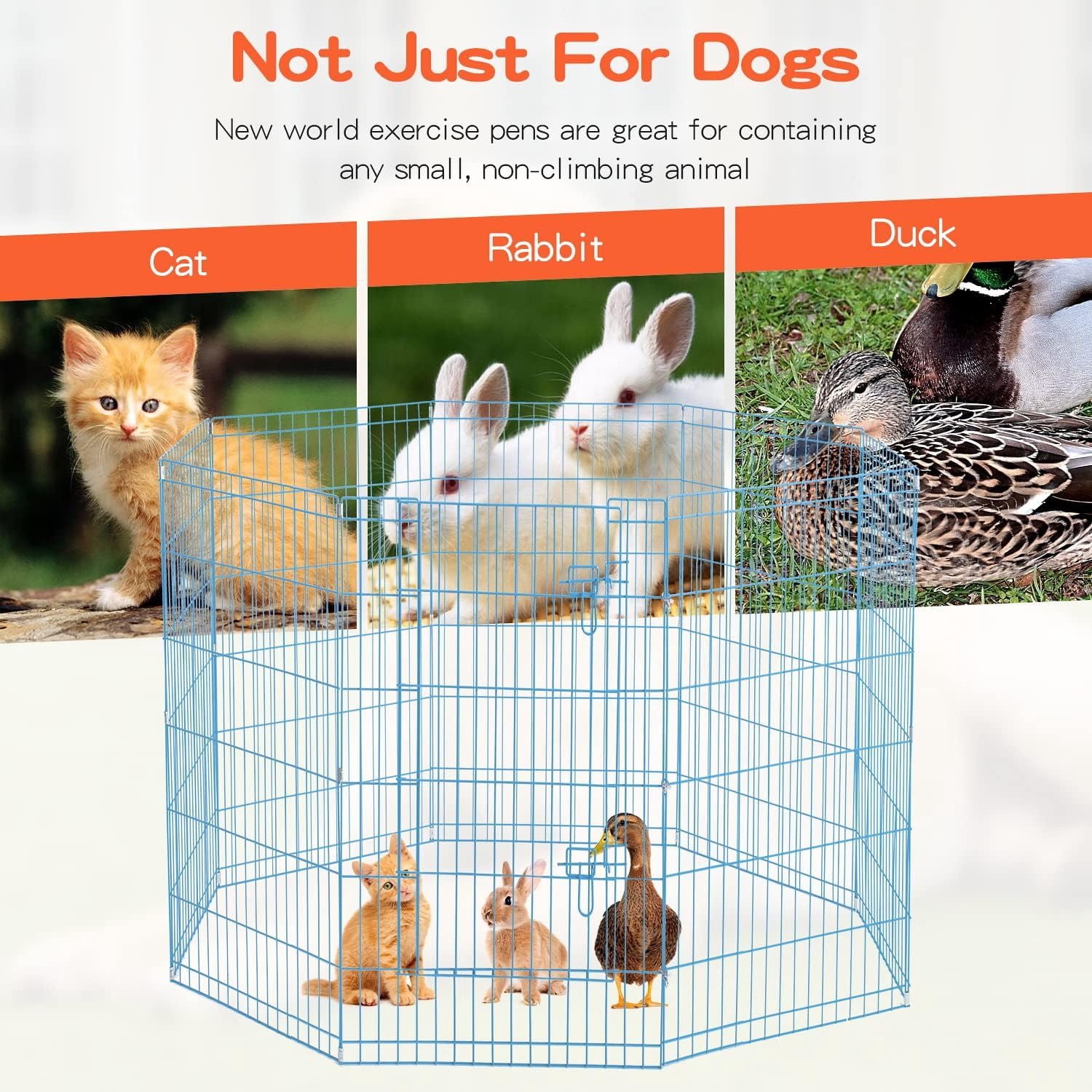 Dkelincs 42 inch Tall Dog Fence Outdoor Dog Playpens Portable Foldable Pet Crate Kennel-8 Panel, Blue