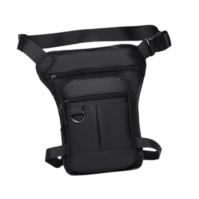 jinwen Drop Leg Bag Motorcycle Compact Men Waist Belt Bag for Fishing Sports Riding Black