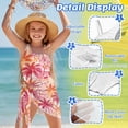 thumbnail image 6 of Xoenoiee Palm Tree Plumeria Flower Pattern Girls One Piece Swimsuits with Cover Up Skirt Teens Bathing Suits Swimsuits Quick Dry Halter Beach Sport UPF 50 Kids Swimwear, 11-12 Years, 6 of 7