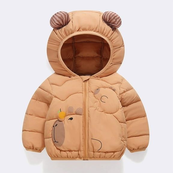 Kids Baby Girls Winter Coat,Little Boys Girls Puffer Coat Baby Hoodie with Bear Ear Thicken Windproof Zipper Warm Outwear For Kids Baby Boys Toddler Winter Jacket Winter Baby Girl Clothes 3-4 Years
