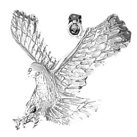 14K White Gold Eagle Pendant - 29 mm