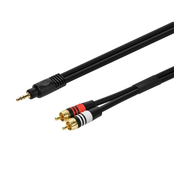 Monoprice Audio Cable - 3 Feet - Black | Premium Stereo Male to 2 RCA Male 22AWG, Gold Plated