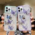 thumbnail image 4 of Compatible with iPhone 15 Pro Butterfly Case Cute Bling Glitter Stars Transparent Clear Design Girly Women Girls Soft TPU Lens Protection Luxury Shockproof Shockproof Cover, Blue, 4 of 14