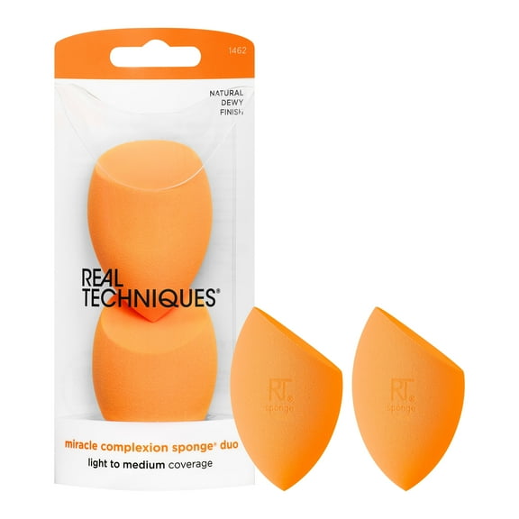 Real Techniques Miracle Complexion Sponge Makeup Sponge, Orange, 2 count