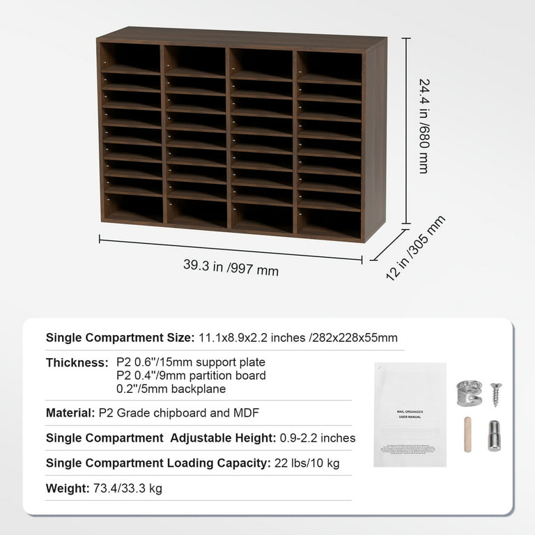 Free Shipping! SKYSHALO Wood Adjustable Literature Organizer 36 