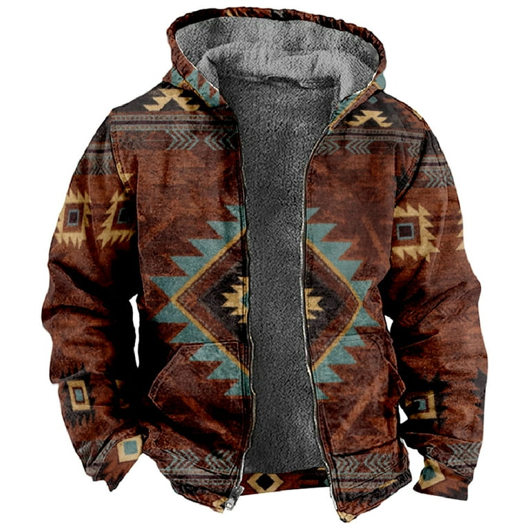 Summer Saving!Father Day Sale Deals!Mens Sherpa Aztec Jacket