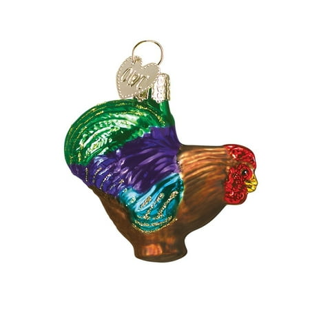 Old World Christmas Ornaments: Assorted Miniature Roosters Glass Blown Ornaments for Christmas Tree