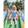 thumbnail image 5 of BemeyourBBs Toddler Baby Girl Swimsuit Infant Bathing Suit 3 Pieces Swimsuits Swim Dress Ruffle Long Sleeve Backless Top with Skirt Set Sun Hat Rash Guard Swimwear Summer Beach Wear, 5 of 9