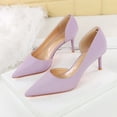 thumbnail image 3 of Women Pointed Toe High Heel Stiletto Pumps 7CM Satin Cut-Out Wedding Evening Party Court Shoes, 3 of 7