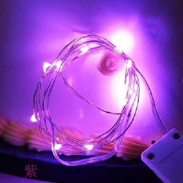 Cadena de luces LED con botón de alambre de cobre, cadena de luces para cumpleaños, cadena de luces pequeña con batería, decoración para tartas y fiestas de Navidad