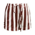 thumbnail image 3 of Stephy Drawstring Striped Shorts for Women Wide Leg Casual Shorts Pajama Bottoms Pj Shorts, Brown, L, 3 of 3