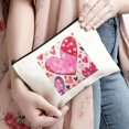 thumbnail image 3 of Pratyus Tote Bag Pink Love Cosmetic Bag with Hearts Dots Travel Essentials for Women Friends - Stylish Ladies Accessories and Traveling Stuff White, 3 of 6
