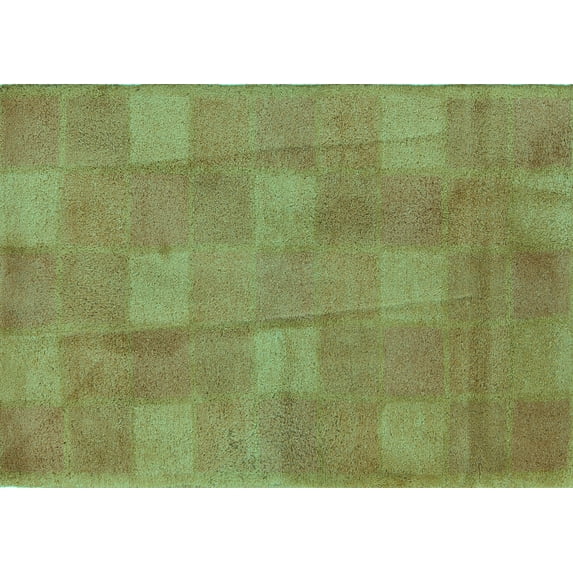 Ahgly Company Indoor Rectangle Checkered Turquoise Blue Modern Area Rugs, 5' x 8'