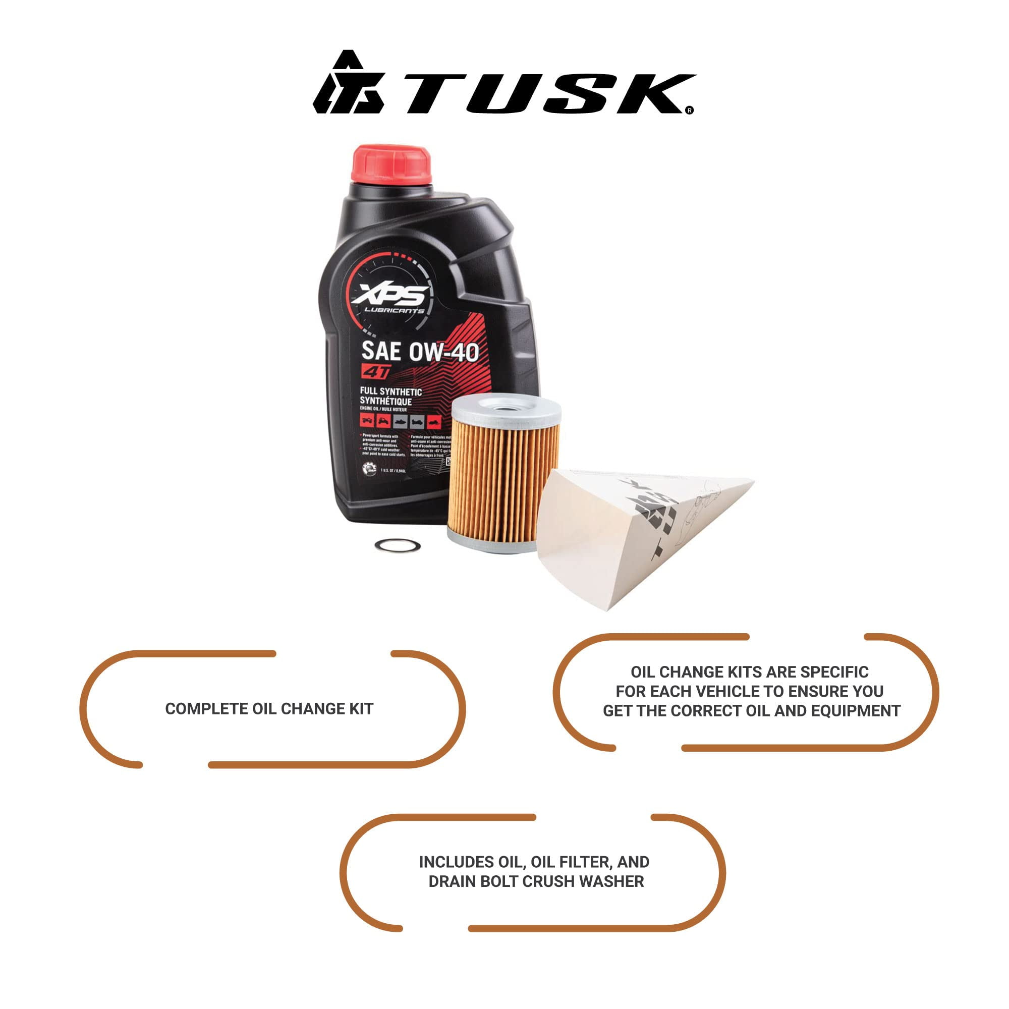 TUSK 4-Stroke Oil Change Kit Can-Am XPS Synthetic All Climate for Can-Am Maverick Trail 800 2018-2021