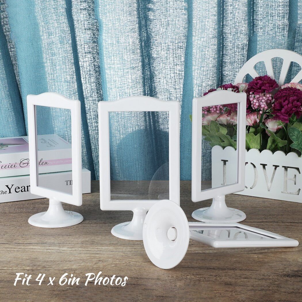 Double-sided Standing Picture Frame, 10Pcs Pedestal Display Vertical Photo Frames, Decor for Daily Wedding Bridal Shower Table Number(4 x 6inch)