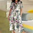 thumbnail image 2 of Birdeem Robe Décontractée pour Femmes, Mode Aguichant Vintage, Col en V, Manches Courtes, Boutons, Poche, 2 of 7