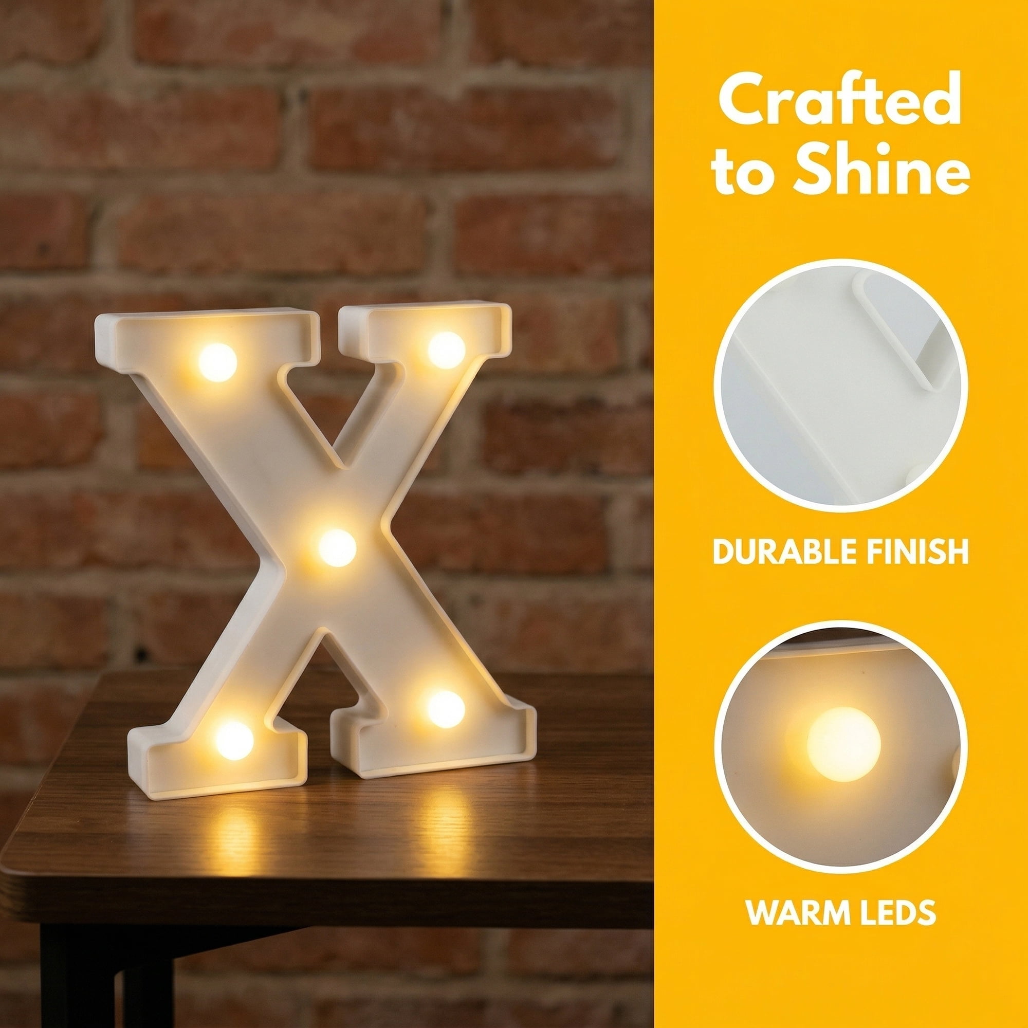 Unique Bargains Marquee Letters With Lights LED Light Up Signs Letter X 5"L x 1.1"W x 6.1"H