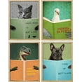 thumbnail image 3 of PixonSign 4 PCS Adhesive Canvas Posters, Cat Bird Dinosaur Dog Prints, Animals Reading Funny Veterinarian Office Wall Art, Animal Wall Decor for Living Room, Bedroom, Bathroom - 11"x14" Natural, 3 of 5