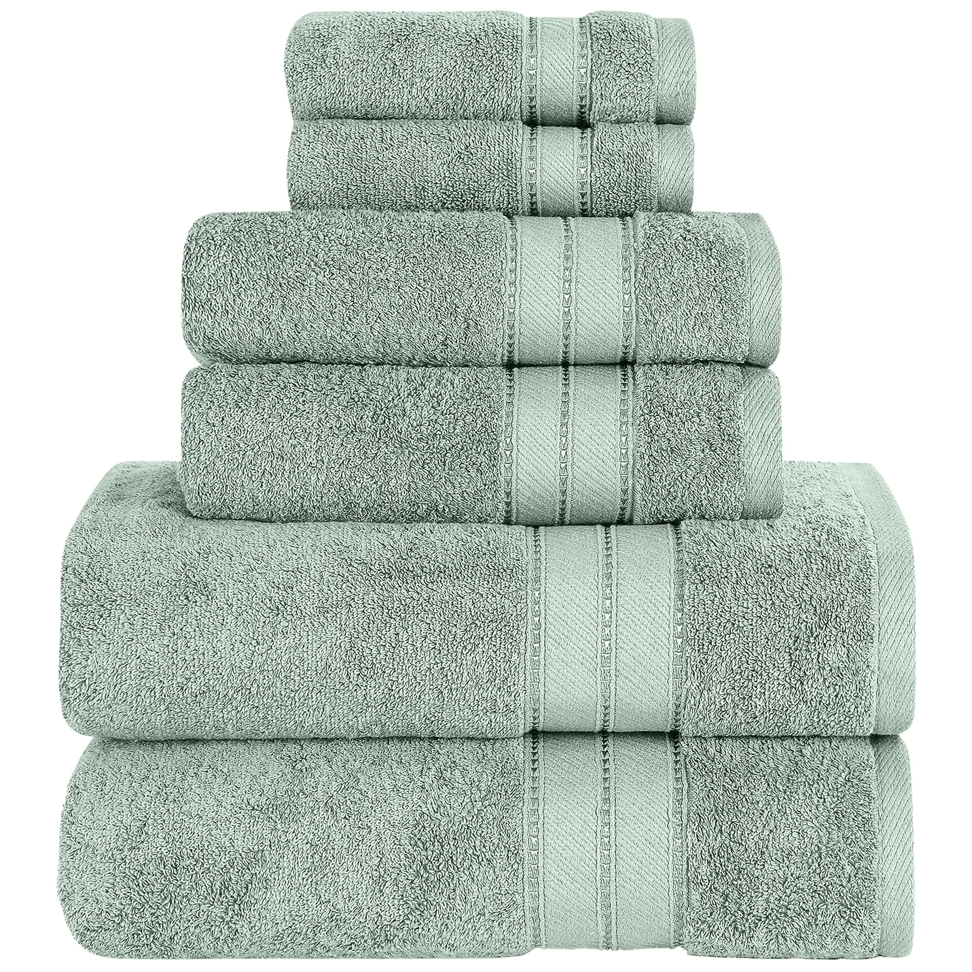 Modern Threads Spunloft 6-Piece Cotton Bath Towel Set, Eucalyptus