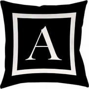 Thumbprintz Classic Block Monogram Decorative Pillow, Black