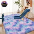 thumbnail image 4 of ASPILLOW 9x12 Fluffy Rug for Room,Non Skid Plush Indoor Home Decor Rug,Modern Shaggy Fuzzy Rugs for Living Room,Tie-dye Blue Rainbow, 4 of 8