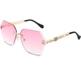 thumbnail image 1 of Gafas de sol clásicas sin montura para mujer con montura de metal y corte de diamante, 1 of 5
