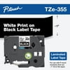Brother P-Touch TZE355 Standard Adhesive Laminated Labeling Tape, 1" Width, White on Black
