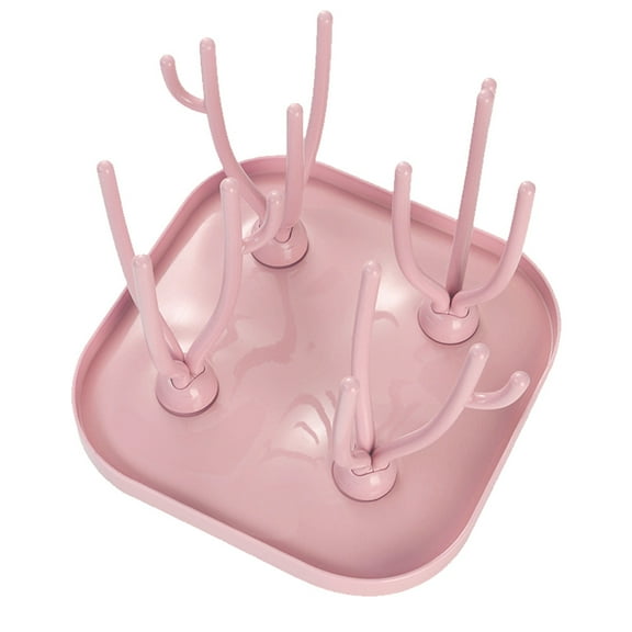 Baby bottle drying rack, multifunctional baby bottle rack, drying rack with detachable water tray - Pink