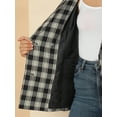 thumbnail image 6 of DARING DIVA Women's Plaid Notched Lapel Blazer Jacket S Black, 6 of 6