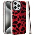 thumbnail image 2 of Case For Apple iPhone 16 Pro Max Glitter Leopard, Fashion Design Animal Skin Print Slim IMD TPU Dual Layer Shockproof Protective Phone Cover for iPhone 16 Pro Max Red Leopard, 2 of 9