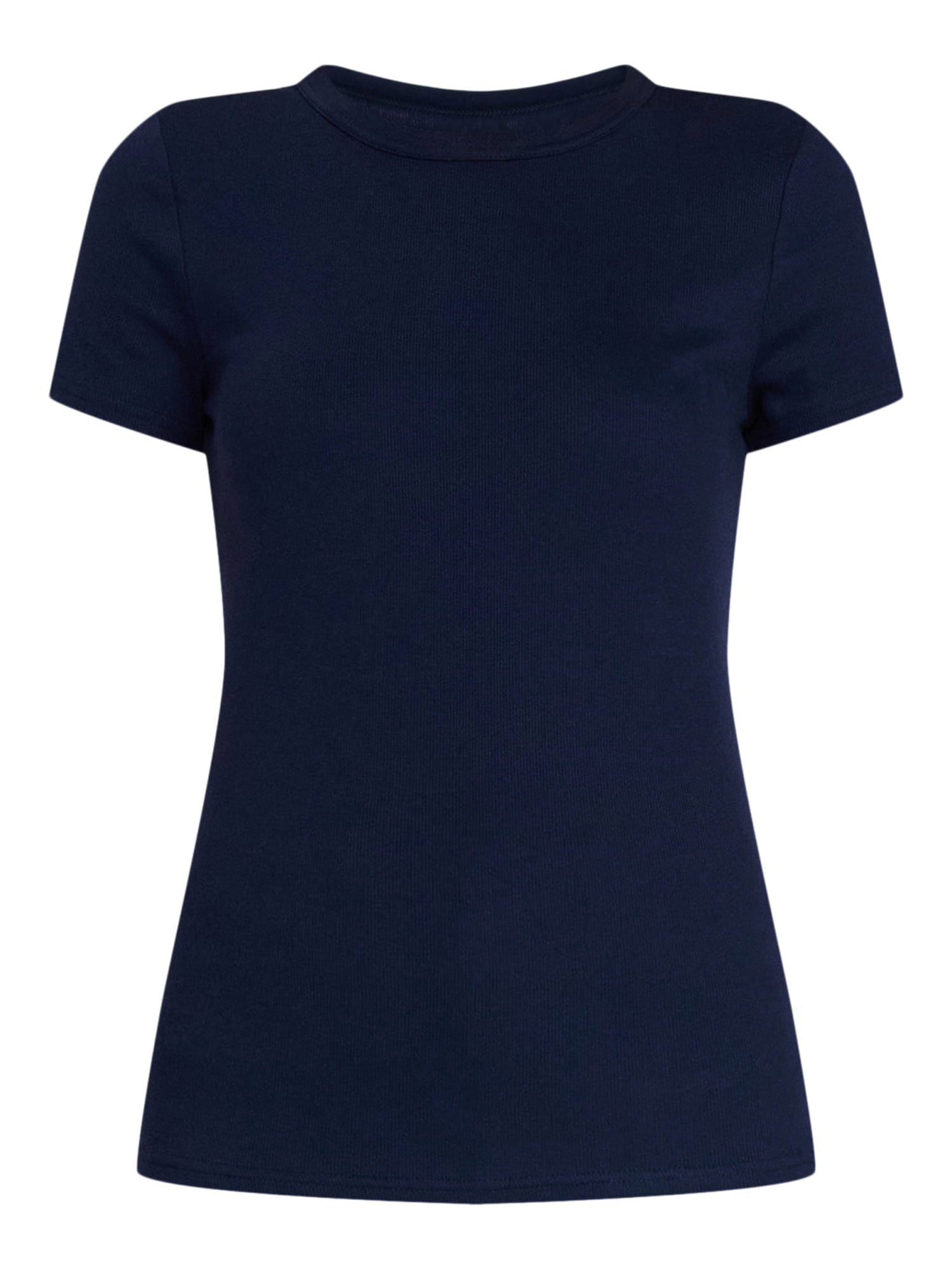 Time and Tru Women's Ribbed Tee with Short Sleeves, Sizes XS-XXXL