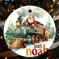 thumbnail image 4 of Ornament Santa in Train Double-Sided Printed 3" Ceramic Christmas Ornament Custom Diesel Train Xmas Tree Decoration Merry Xmas for Family & Friends, 4 of 5