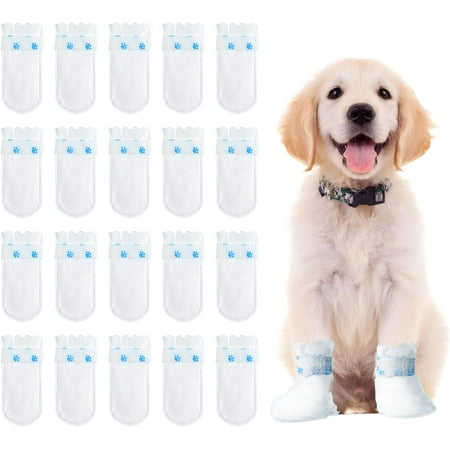 Disposable Dog Boots for Paw Protection  20 Pcs Pet Shoes with Adjustable Self-Adhesive Bandage  Dog Disposable Foot Covers for Outdoor & Indoor Walking (Medium)