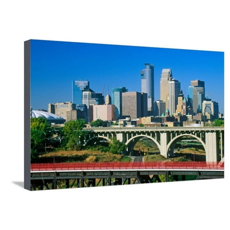 Morning view of Minneapolis, MN skyline Stretched Canvas Print Wall (Best View Of Minneapolis Skyline)