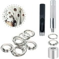 thumbnail image 3 of Professional Grommet Tools Kit, Cupronickel Eyelets 12Mm 1/2 Inch, Silver Tone, For Fabric Leather Crafts, All-in-one Kit With Handheld Hole Cutter And Punch Tool, 3 of 5