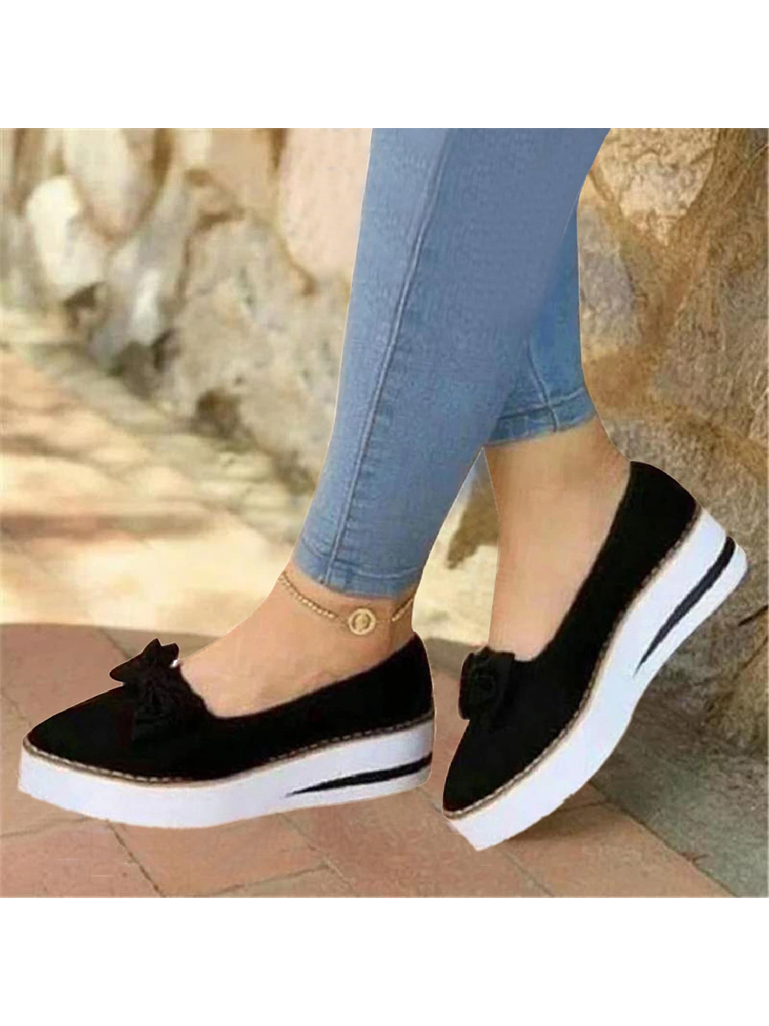 New Ladies Womens Flat Casual Comfort Diamante Work Pumps Loafers Shoes UK 3 4 8 