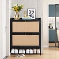 thumbnail image 3 of YOCWO Shoe Storage Cabinet with Flip Drawers for Entryway, Shoe Rack Organizer with Open Shelf, Black, 3 of 8