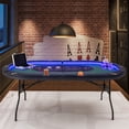 thumbnail image 2 of Costway Foldable 10 Player Poker Table Casino Texas Holdem with LED Lights USB Ports Green, 2 of 10
